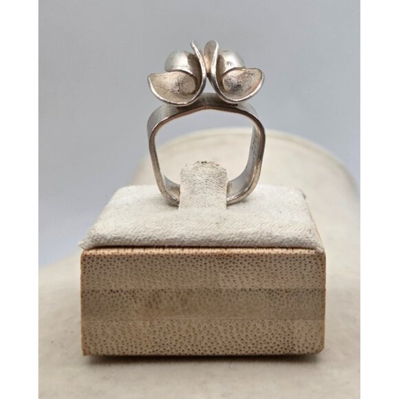 Chunky Abstract Style Size 5 Stamped 925 Sterling Ring - Picture 3 of 7